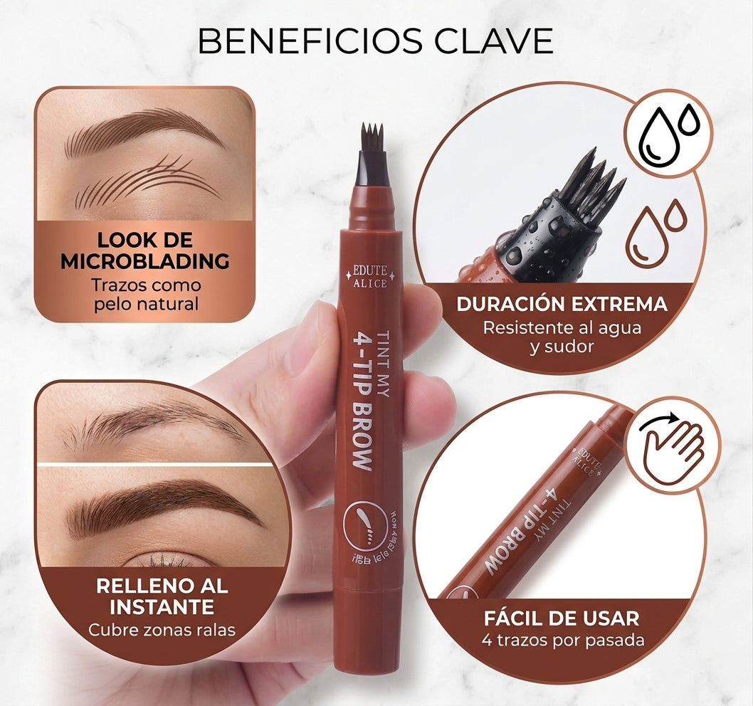 Lápiz de Cejas Efecto Tatuaje Microblading Resistente al Agua con Punta de Tenedor de Larga Duración.