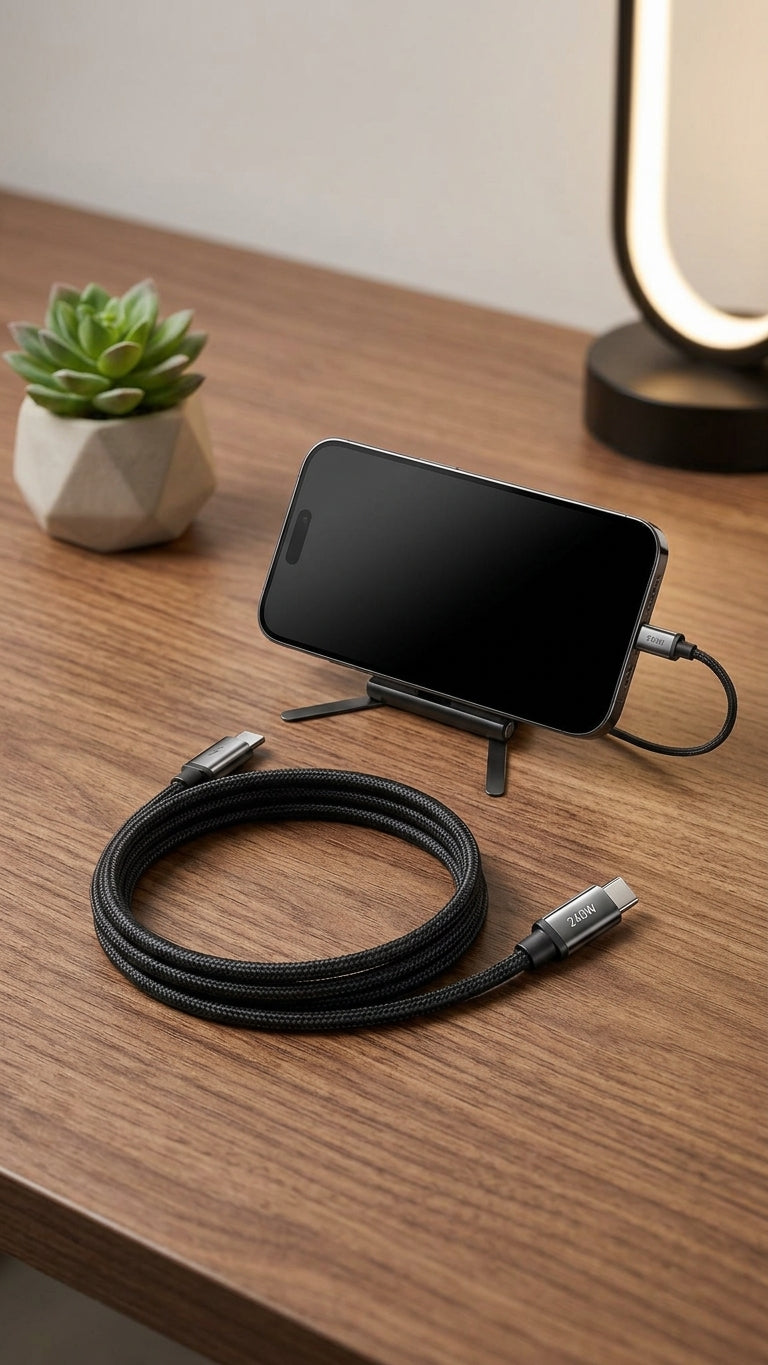 Cable de datos plegable con soporte para teléfono de carga rápida de 240 W