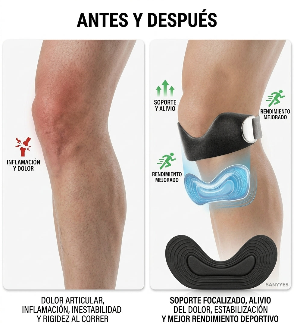 Protector de Rodilla Deportivo Ajustable con Soporte de Rodilla para Gimnasio y Entrenamiento, Correas de Silicona para la Rótula.