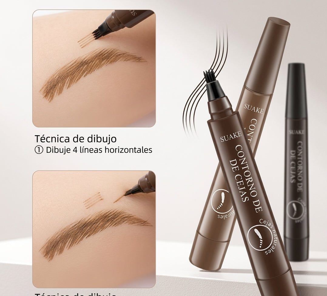 Lápiz de Cejas Efecto Tatuaje Microblading Resistente al Agua con Punta de Tenedor de Larga Duración.