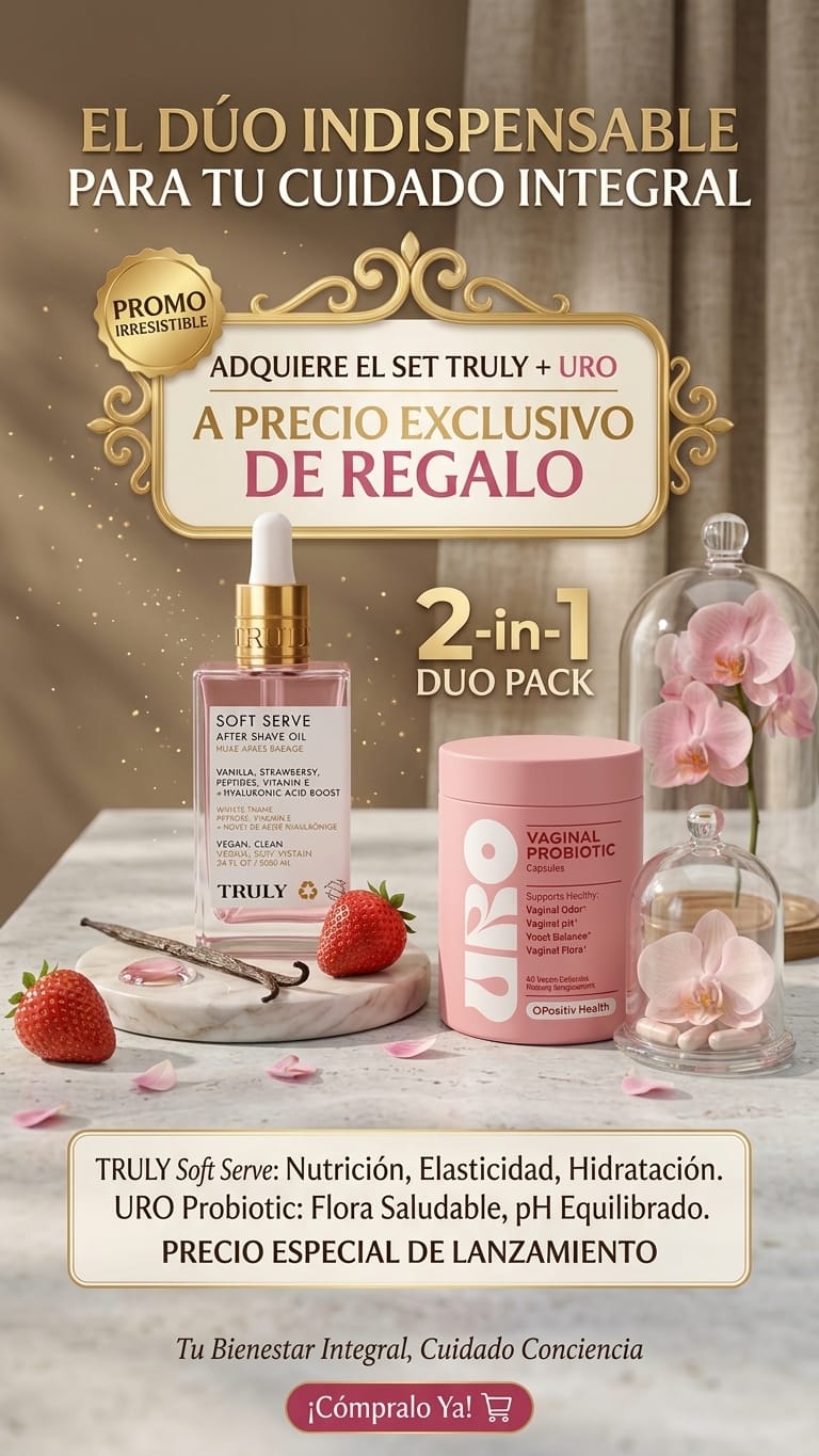 URO - Probiótico Íntimo Femenino para el Equilibrio del pH, Flora y Control de Olor, con TRULY hidrata y suaviza la piel sensible tras el depilado o afeitado